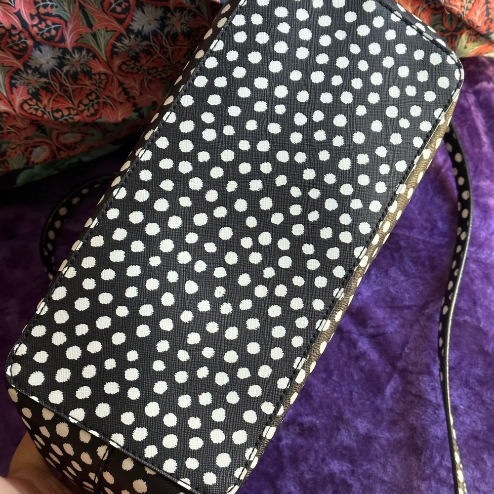 Kate Spade Laurel Way Black White Polka Dot Evangelie satchel purse - Picture 5 of 9